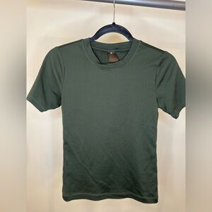 CALIA Classic Green Ribbed Short Sleeve Tee
